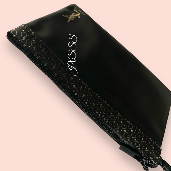 Black/Gold (Faux-Leather) YSL Beauty (Yves Saint Laurent) Cosmetic-Makeup Bag - Picture 11 of 16